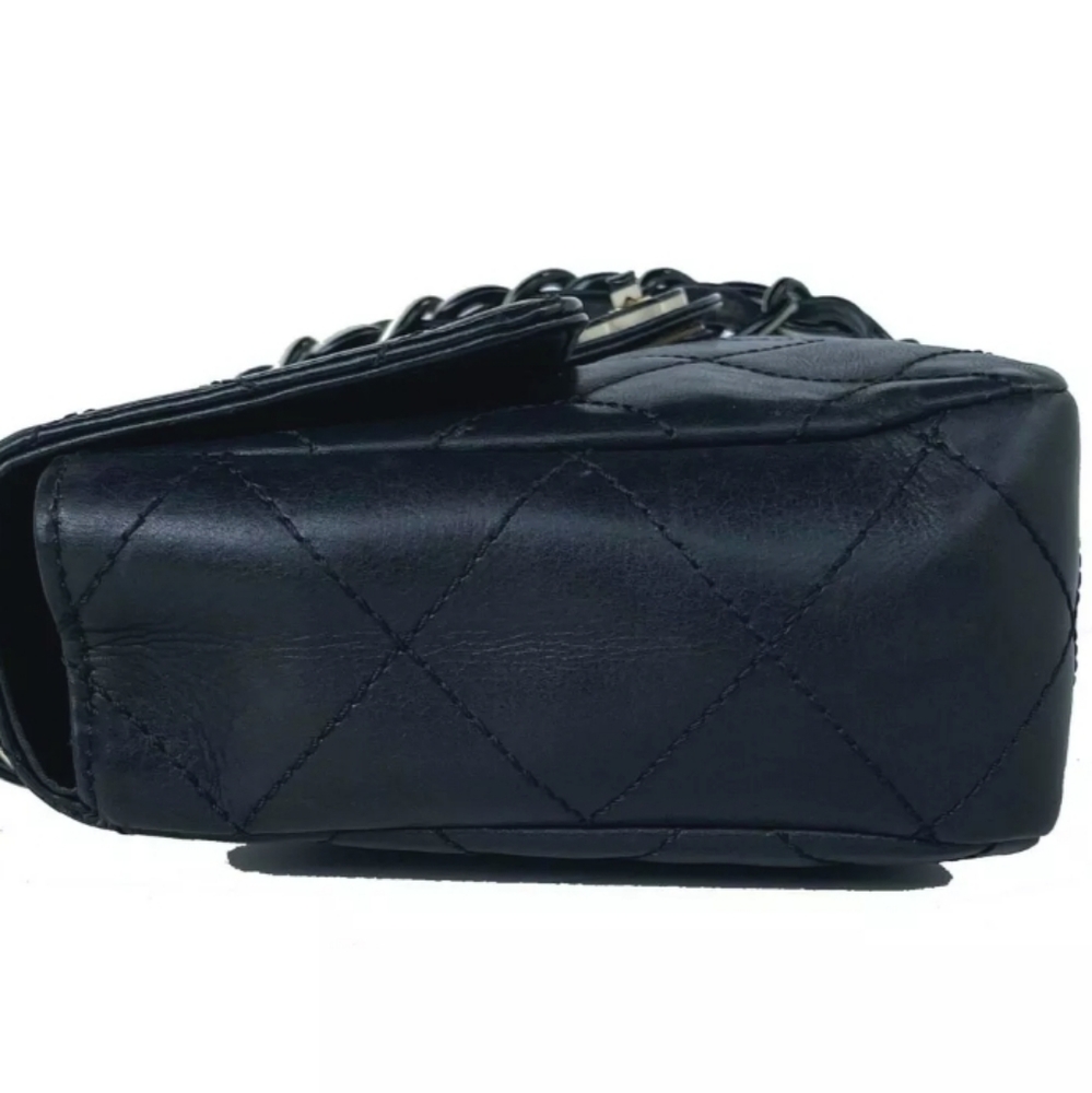 🚨Sale! 🎉HP🎉CHANEL SO BLACK Flap Bag Black White Hardware Rare! 🦄 Vintage - Picture 9 of 16